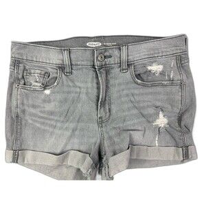 Old Navy Size 6 Womens Shorts Gray Mid Rise Cuff Hem Denim Jean Stretch